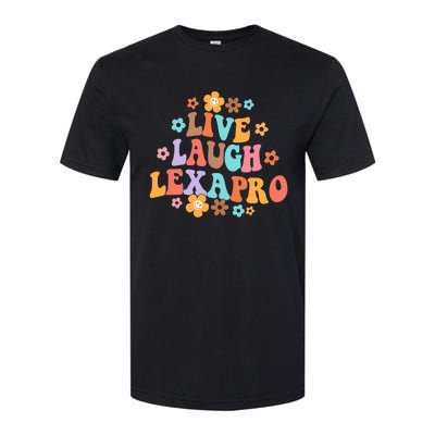 Live Laugh Lexapro Groovy Mental Health Therapist Anxiety Softstyle CVC T-Shirt