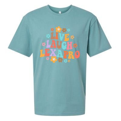 Live Laugh Lexapro Groovy Mental Health Therapist Anxiety Sueded Cloud Jersey T-Shirt