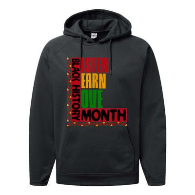 Listen Learn Love African American Teach Black History Month Performance Fleece Hoodie