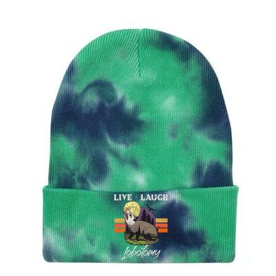 Live Laugh Lobotomy Opossum Funny Possum Lobotomies Tie Dye 12in Knit Beanie