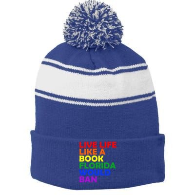 Live Life Like A Book Florida Would Ban Lgbt Stripe Pom Pom Beanie