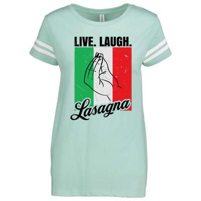 Live Laugh Lasagna Funny Italian Lasagna Lover Enza Ladies Jersey Football T-Shirt