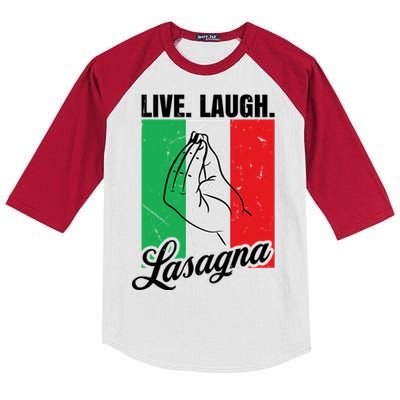 Live Laugh Lasagna Funny Italian Lasagna Lover Kids Colorblock Raglan Jersey