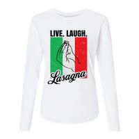 Live Laugh Lasagna Funny Italian Lasagna Lover Womens Cotton Relaxed Long Sleeve T-Shirt