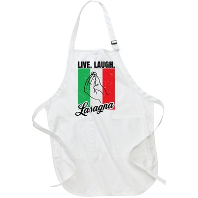 Live Laugh Lasagna Funny Italian Lasagna Lover Full-Length Apron With Pockets