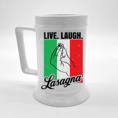 Live Laugh Lasagna Funny Italian Lasagna Lover Beer Stein