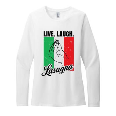 Live Laugh Lasagna Funny Italian Lasagna Lover Womens CVC Long Sleeve Shirt