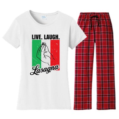 Live Laugh Lasagna Funny Italian Lasagna Lover Women's Flannel Pajama Set