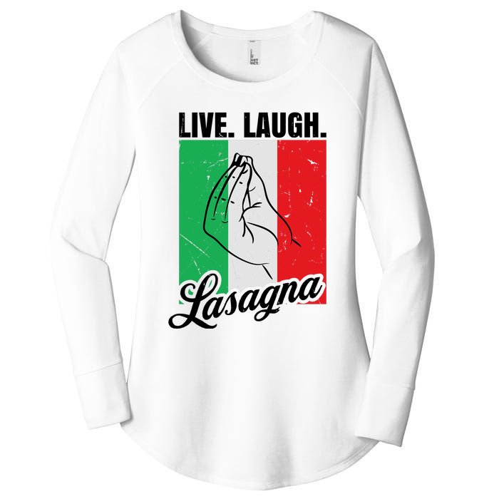 Live Laugh Lasagna Funny Italian Lasagna Lover Women's Perfect Tri Tunic Long Sleeve Shirt