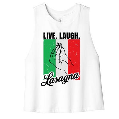 Live Laugh Lasagna Funny Italian Lasagna Lover Women's Racerback Cropped Tank