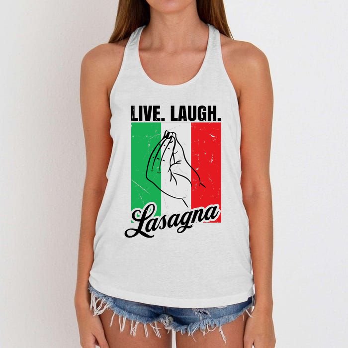 Live Laugh Lasagna Funny Italian Lasagna Lover Women's Knotted Racerback Tank