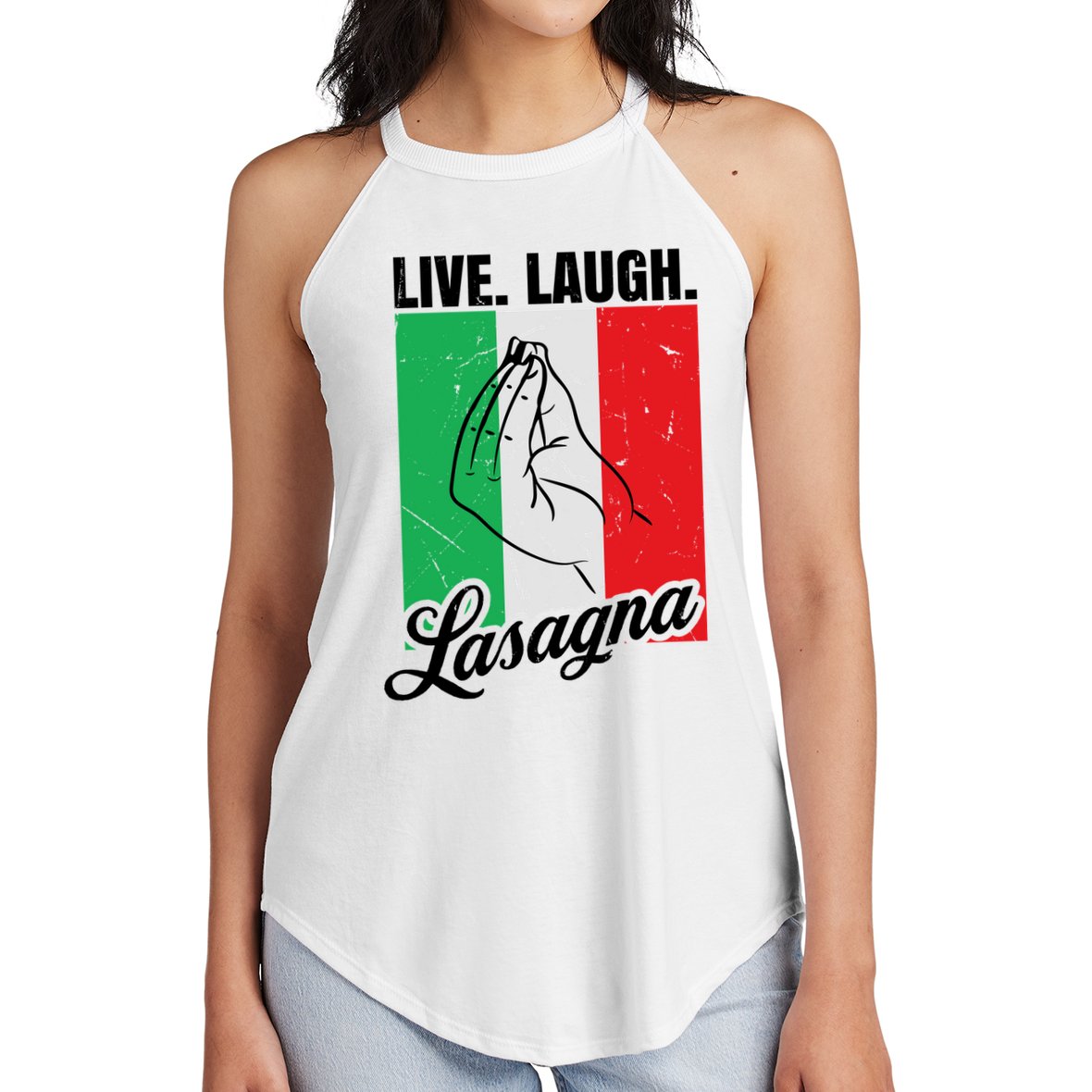 Live Laugh Lasagna Funny Italian Lasagna Lover Women's Perfect Tri Rocker Tank