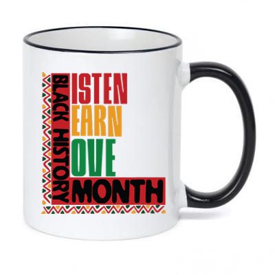 Listen Learn Love African American Teach Black History Month 11oz Black Color Changing Mug