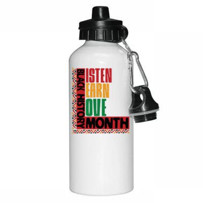 Listen Learn Love African American Teach Black History Month Aluminum Water Bottle 