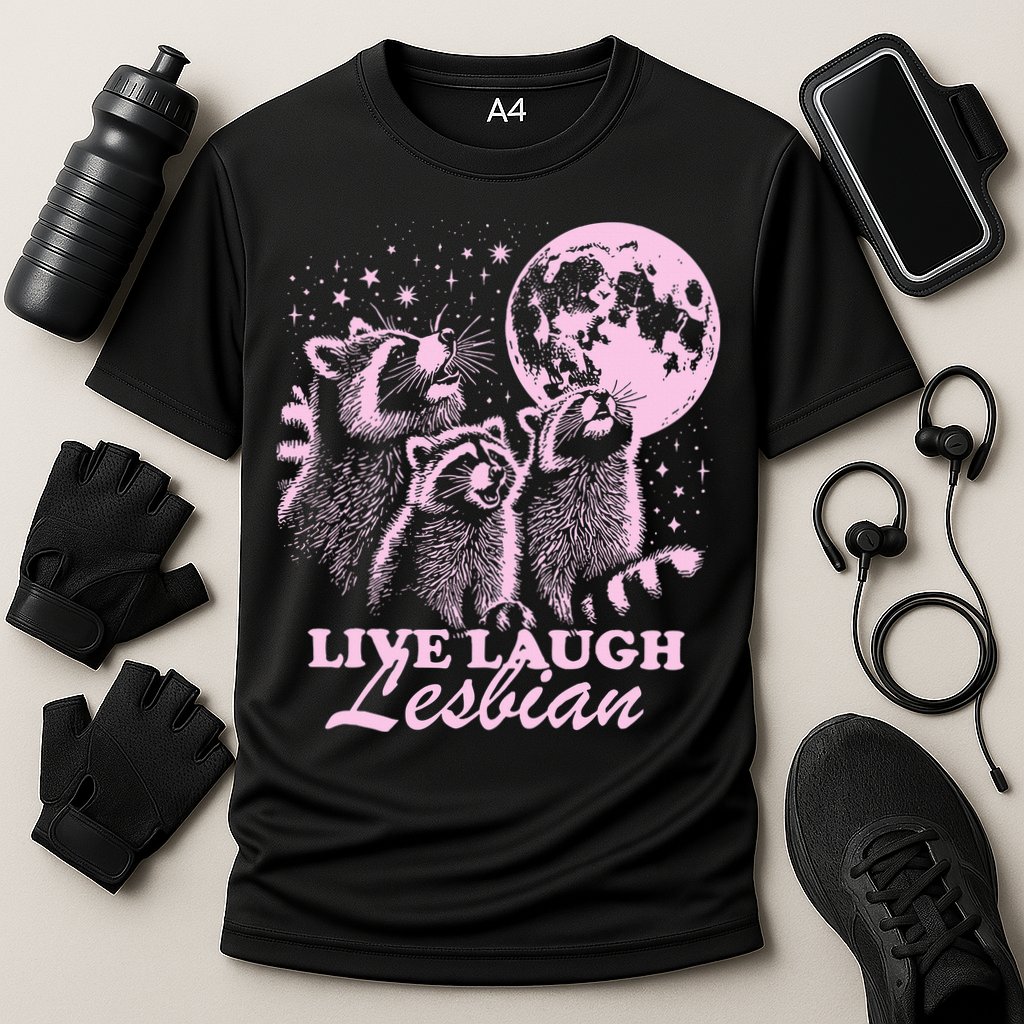 Live Laugh Lesbian Raccoon Lesbian Lgbtq Pride Month Cooling Performance Crew T-Shirt