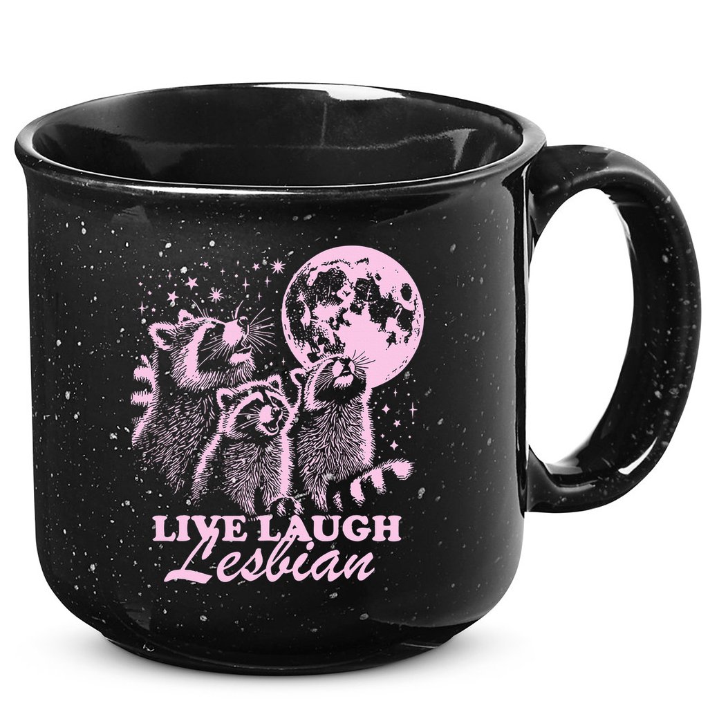 Live Laugh Lesbian Raccoon Lesbian Lgbtq Pride Month 15oz Campfire Ceramic Mug