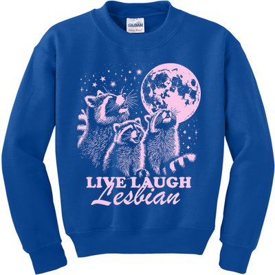 Live Laugh Lesbian Raccoon Lesbian Lgbtq Pride Month Kids Sweatshirt