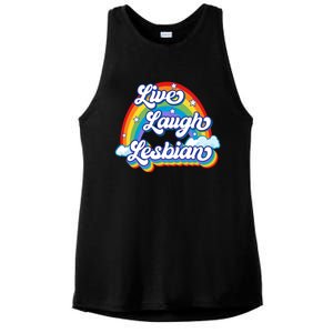 Live Laugh Lesbian Rainbow Flag LGBT Best Gifts Ladies PosiCharge Tri-Blend Wicking Tank