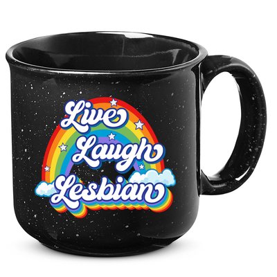 Live Laugh Lesbian Rainbow Flag LGBT Best Gifts 15oz Campfire Ceramic Mug