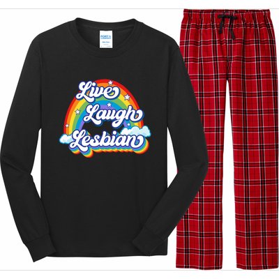 Live Laugh Lesbian Rainbow Flag LGBT Best Gifts Long Sleeve Pajama Set