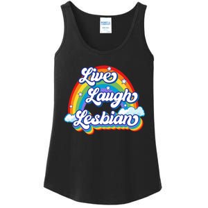 Live Laugh Lesbian Rainbow Flag LGBT Best Gifts Ladies Essential Tank