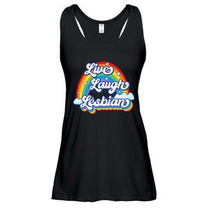 Live Laugh Lesbian Rainbow Flag LGBT Best Gifts Ladies Essential Flowy Tank