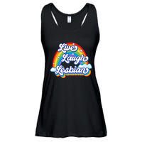 Live Laugh Lesbian Rainbow Flag LGBT Best Gifts Ladies Essential Flowy Tank