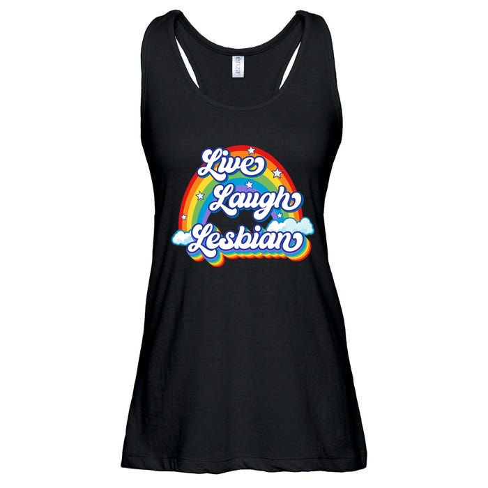 Live Laugh Lesbian Rainbow Flag LGBT Best Gifts Ladies Essential Flowy Tank