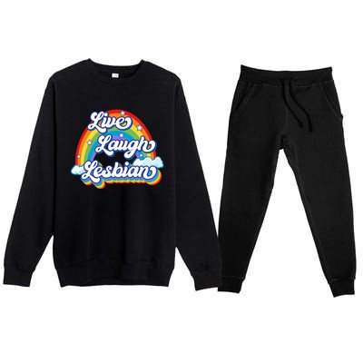 Live Laugh Lesbian Rainbow Flag LGBT Best Gifts Premium Crewneck Sweatsuit Set