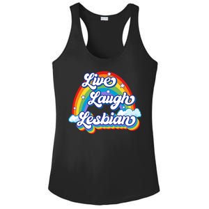 Live Laugh Lesbian Rainbow Flag LGBT Best Gifts Ladies PosiCharge Competitor Racerback Tank