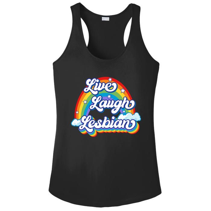 Live Laugh Lesbian Rainbow Flag LGBT Best Gifts Ladies PosiCharge Competitor Racerback Tank