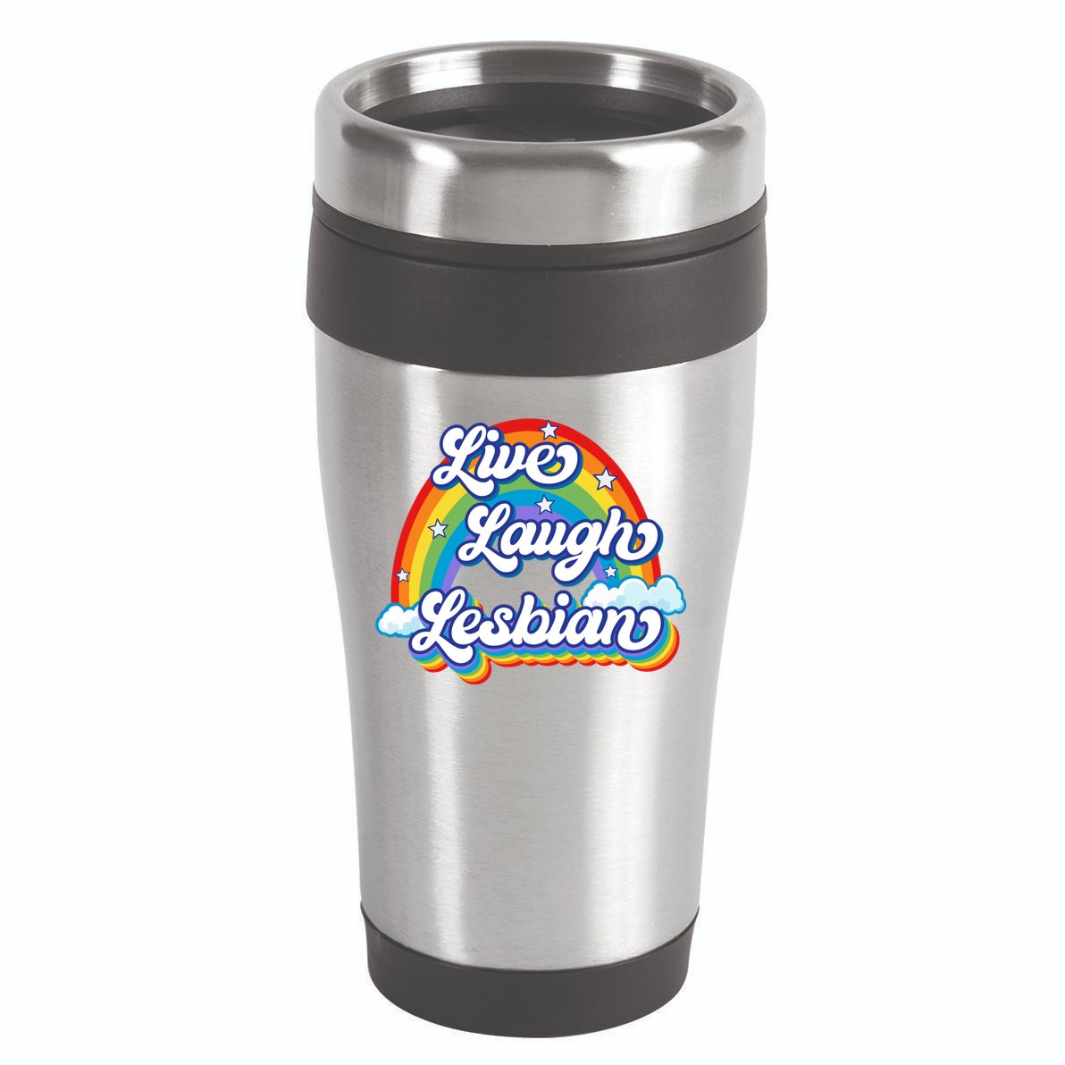 Live Laugh Lesbian Rainbow Flag LGBT Best Gifts 16oz Travel Tumbler