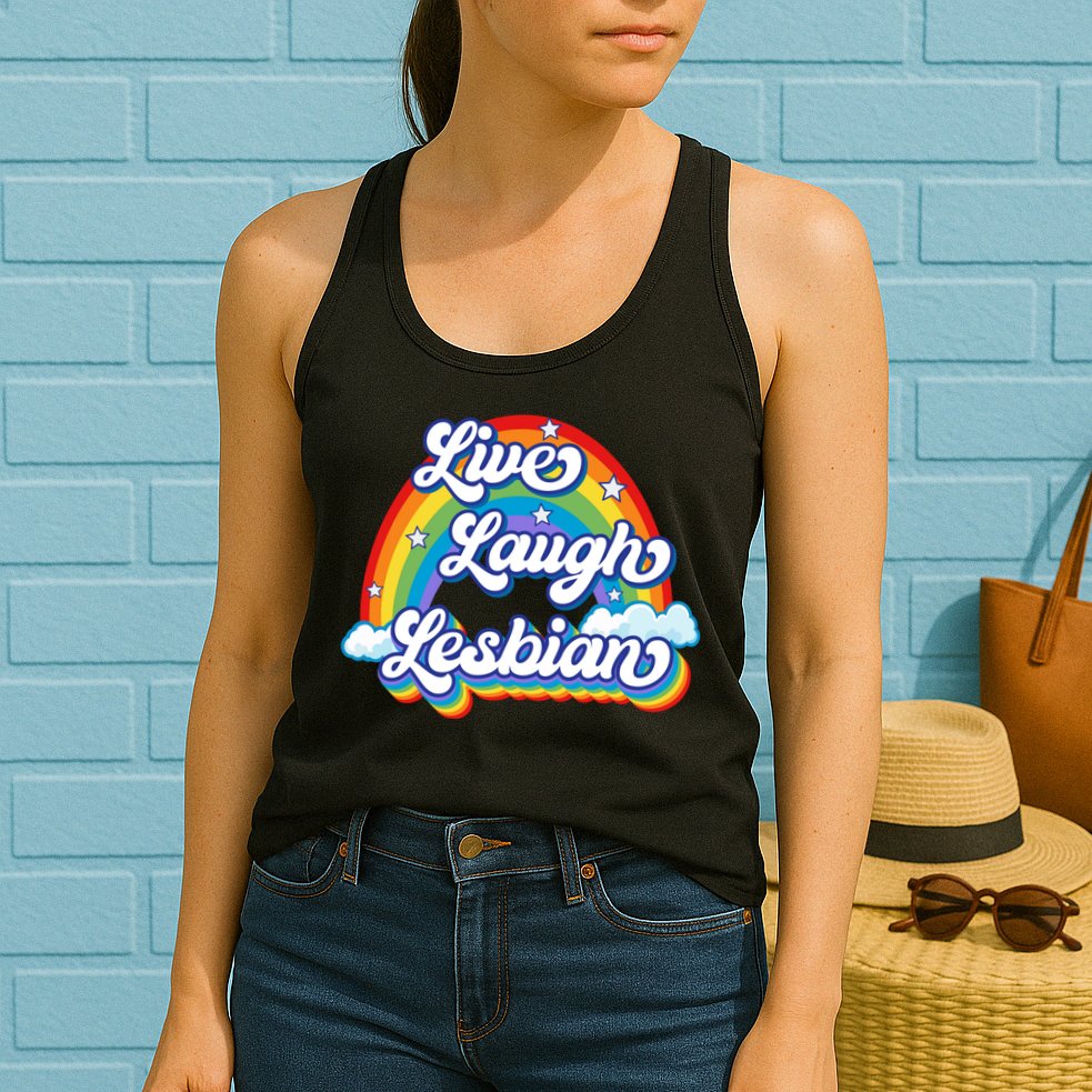 Live Laugh Lesbian Rainbow Flag LGBT Best Gifts Womens Tank Top