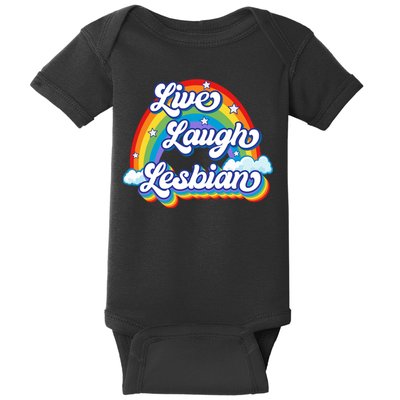 Live Laugh Lesbian Rainbow Flag LGBT Best Gifts Baby Bodysuit
