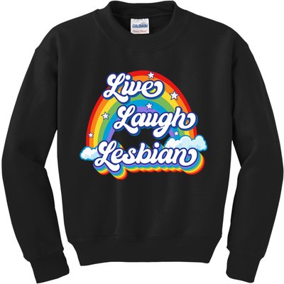 Live Laugh Lesbian Rainbow Flag LGBT Best Gifts Kids Sweatshirt