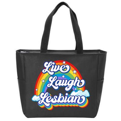 Live Laugh Lesbian Rainbow Flag LGBT Best Gifts Zip Tote Bag