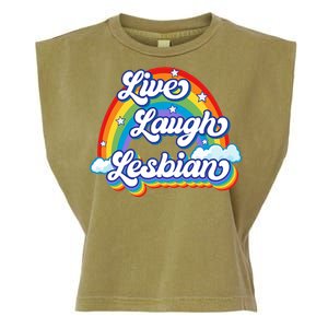 Live Laugh Lesbian Rainbow Flag LGBT Best Gifts Garment-Dyed Women's Muscle Tee