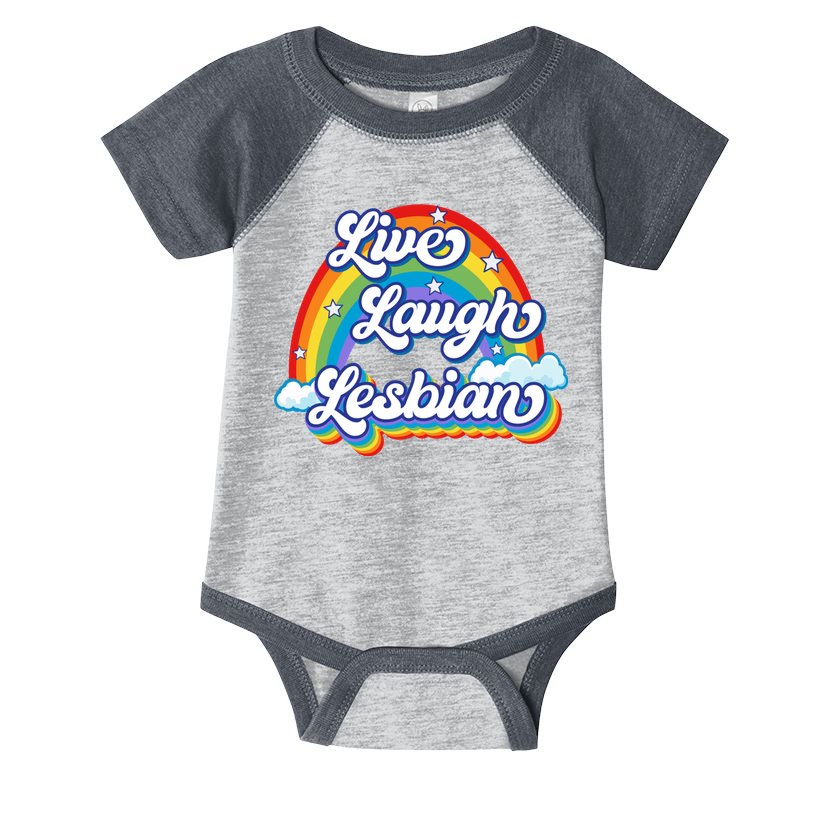 Live Laugh Lesbian Rainbow Flag LGBT Best Gifts Infant Baby Jersey Bodysuit