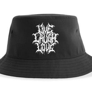 Live Laugh Love Black Metal Parody Funny Typography Sustainable Bucket Hat