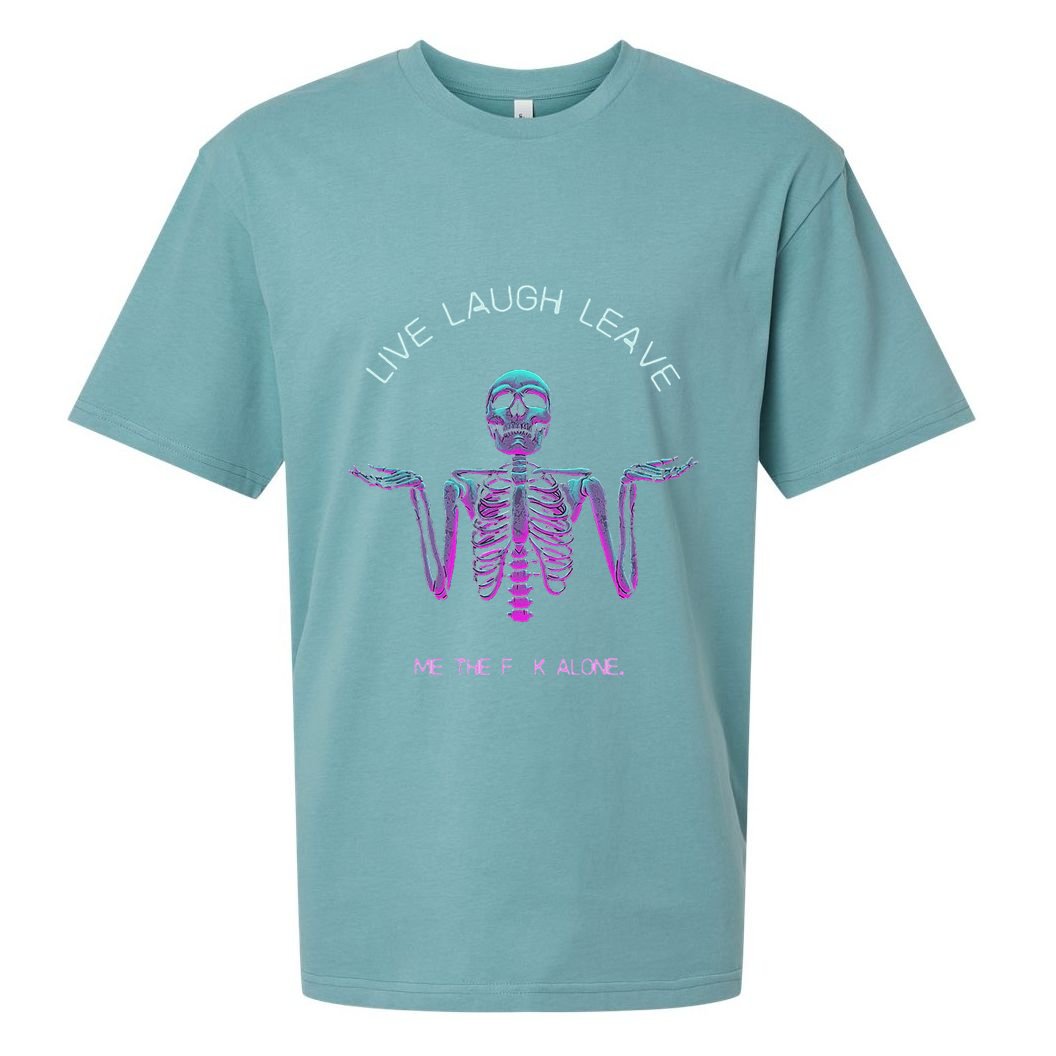 Live Laugh Leave Me The Fk Alone Funny Skeleton Retro Sueded Cloud Jersey T-Shirt