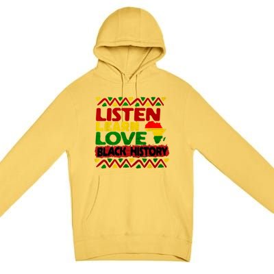 Listen Learn Love African American Teach Black History Month Premium Pullover Hoodie