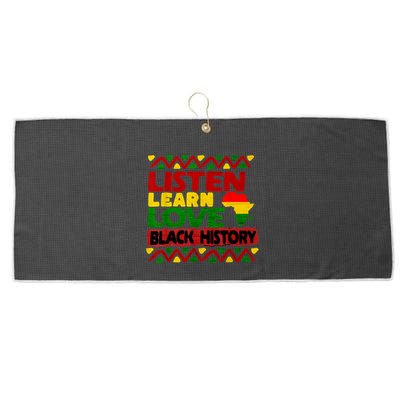 Listen Learn Love African American Teach Black History Month Large Microfiber Waffle Golf Towel