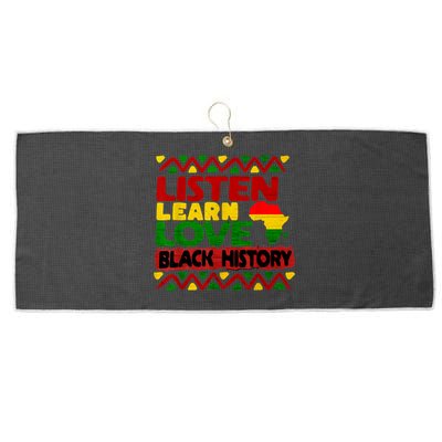 Listen Learn Love African American Teach Black History Month Large Microfiber Waffle Golf Towel