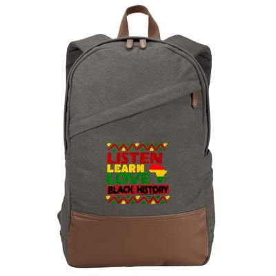 Listen Learn Love African American Teach Black History Month Cotton Canvas Backpack