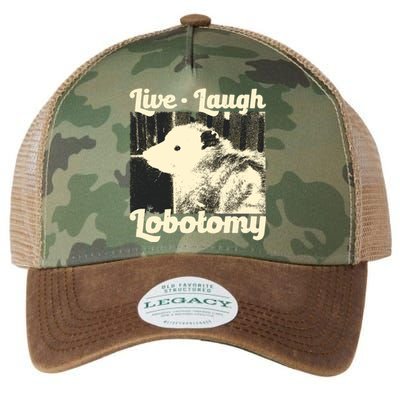 Live Laugh Lobotomy Funny Opossum Legacy Tie Dye Trucker Hat