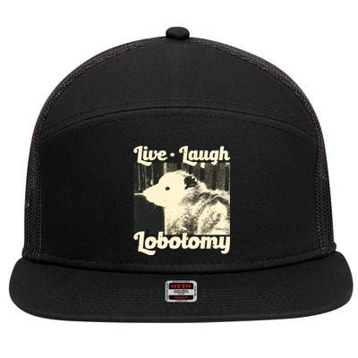 Live Laugh Lobotomy Funny Opossum 7 Panel Mesh Trucker Snapback Hat