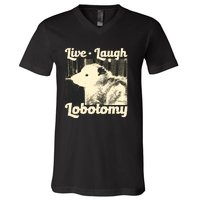 Live Laugh Lobotomy Funny Opossum V-Neck T-Shirt