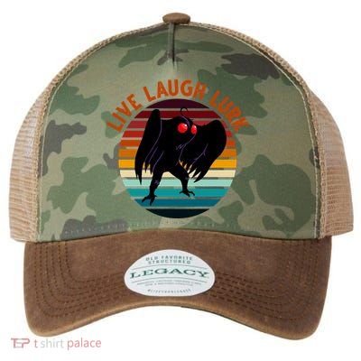 Live Laugh Lurk Mothman Retro Sunset Legacy Tie Dye Trucker Hat