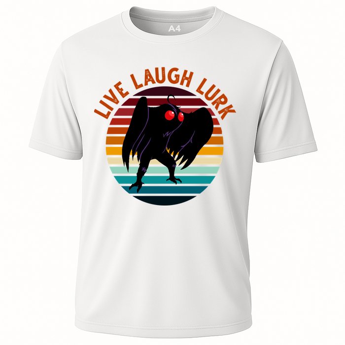 Live Laugh Lurk Mothman Retro Sunset Cooling Performance Crew T-Shirt
