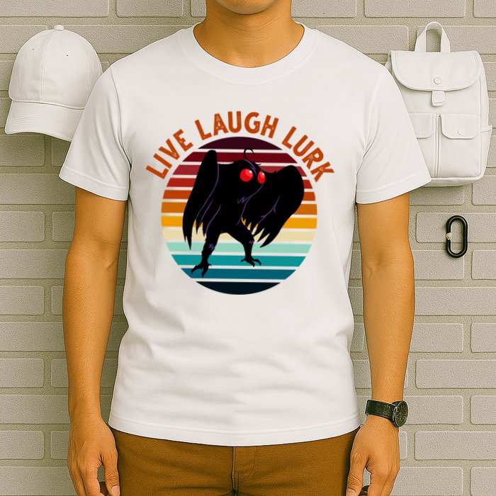 Live Laugh Lurk Mothman Retro Sunset T-Shirt